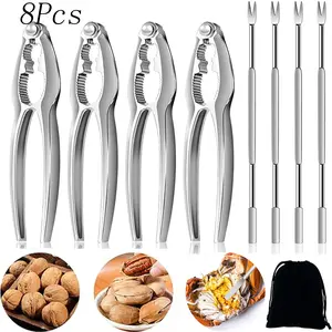 8Pcs Crab Crackers and Tools Set,Lobster Crackers and Picks,Stainless Steel Seafood Crackers and Forks Nut Cracker Set with Storage Bag, Seafood Eating Tools Set,for Seafood,Nut