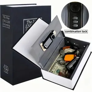 Diversion Book Safe with Combination Lock, 1 Count Hidden Secret Storage Box, metal Safe for Cash, Jewelry, Passports, Valuables, Secure Lock Box for Home, Office, Travel,Box storage organization