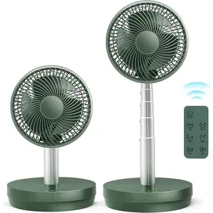 COWSAR Portable Foldable Pedestal Fan with 10 Speeds, 7.5H Timer, Remote Control, Folding Standing Table Fan, Green
