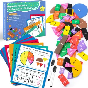 Fraction Tiles & Circles Activity Set, Math Manipulatives 4th Grade 1-6, Fraction Manipulatives Elementary Classroom, Fractions Strips Math  for  6-12, Teaching Homeschool Supplies