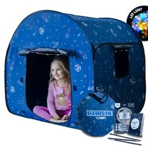 L'Arche Sensory Tent for Kids with LED Lights & Remote - Blackout Pop-Up Calm Down for Autism ADHD & SPD - Indoor Sensory Room & Play Tent - Foldable Portable - Space Theme Regular 35.4 in