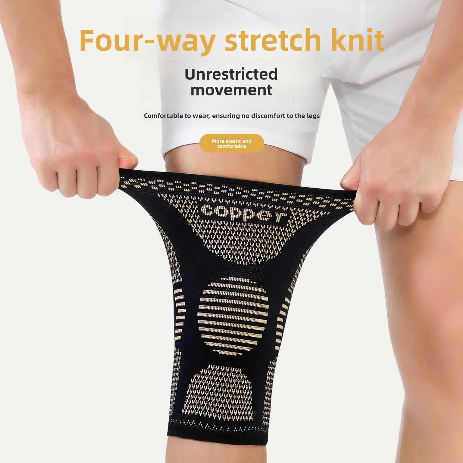 Outdoor sports basketball running fitness copper fiber knitted knee guard elastic compression breathable copper ion knee protection