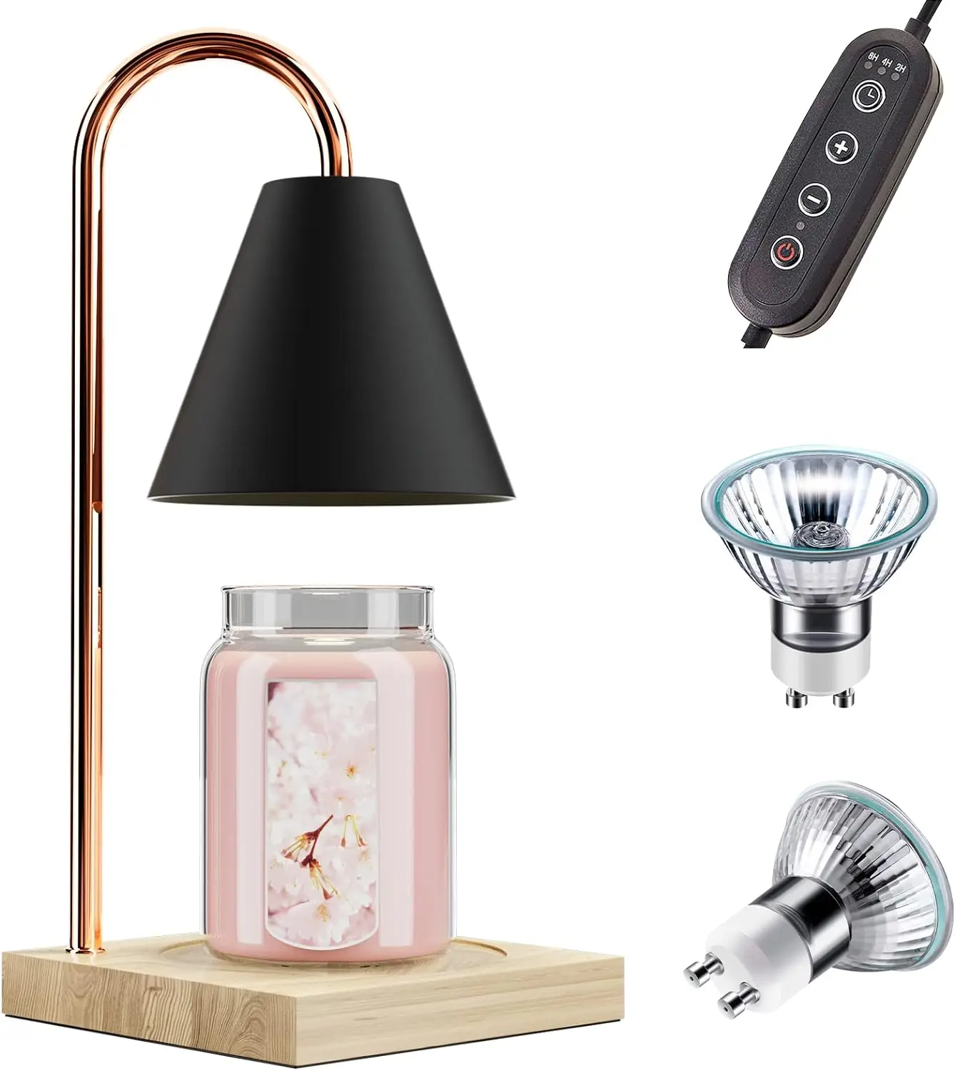 Eco-Friendly Electric Candle Warmer Lamp with Timer (Black)