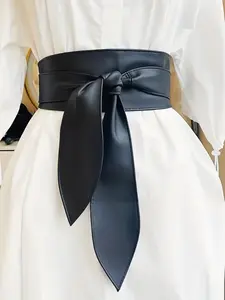 Women's Elegant Bowknot Design Wide Belt, Casual Dress Belt, Casual Modern Waistband, Fashionable PU Leather Belt for Dress & Coat, Trendy All-match & Exquisite Belt for Birthday Gift, Fashion Belts, Stylish Belts