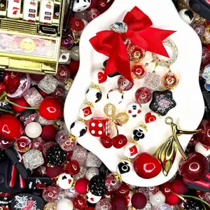 What Happens in Vegas, Colorful Resin and Acrylic Beads & Charms Mix for DIY Beaded Pens Keychains Phone Chains Sun Catcher Car Hanger and Other DIY Jewelry Accessories Crafts or Projects Cherry Keychain Charm