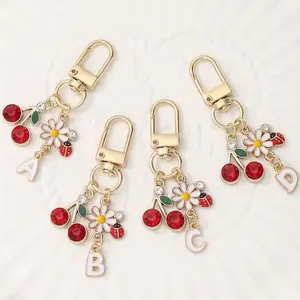 1pc Fashion Cute Flowers Cherry Letter Pendant Keychain Accessories Creative Design Birthday Gift
