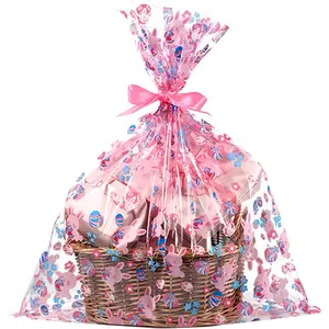 Easter Bags 10 count Large Cellophane Bags 24x30 Inch Cellophane Wrap for  Baskets Clear Plastic  Wrapping