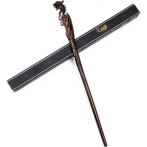 Hand Carved Dragon Magic Wand, Wooden Wands for Collectible Cosplay, Wizard Wands 15' Magical Gift for Children and Adults on Birthday, Halloween, Christmas