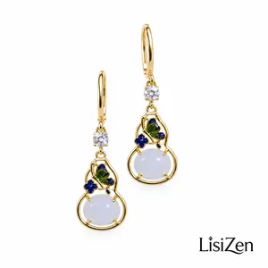 LisiZen 2026 Copper Alloy Gourd Drop Earrings, Eastern Aesthetic Asian-Inspired Dangle Jewelry DZEH6120