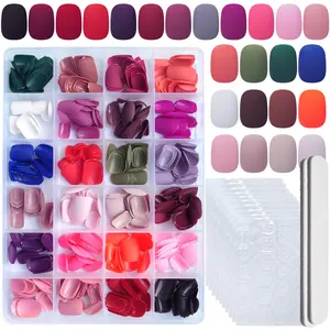 Short Square Fake Nail Kit, 576pcs/set Matte Short Press on Nails Kit with Storage Case, Square Matte False Nails, Nails Press Ons for Women Girls, Nailkit