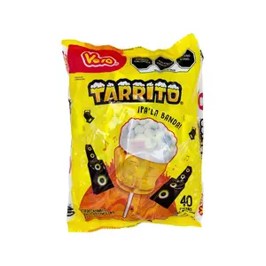 Vero Tarrito Lollipops Sweet and Fruity with Fizzy Top Sucker Treat Snack Mexican Candy, Artificially Flavored, 40 Count Dulces Mexicanos Bonbon Sugar