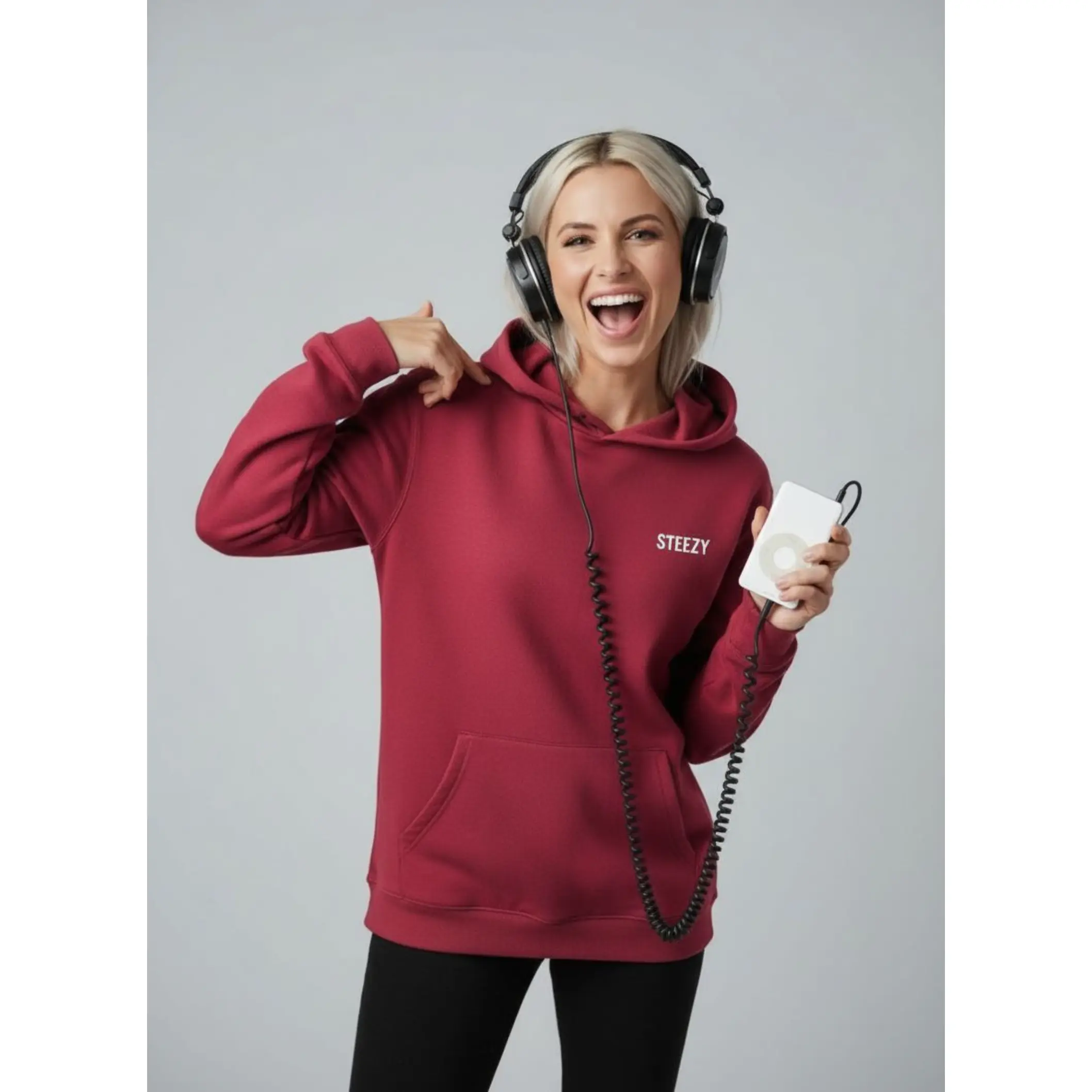 Maroon Steezy Text Left Chest Hoodie (S)