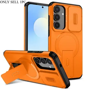 Lens Protect Camera Phone Case for Samsung S26 S25 Fe S24 S23 Ultra S22 Plus A17 A36 A56 A16 A15 A35 A55, Protective Magnetic Kickstand Cover, Accessories