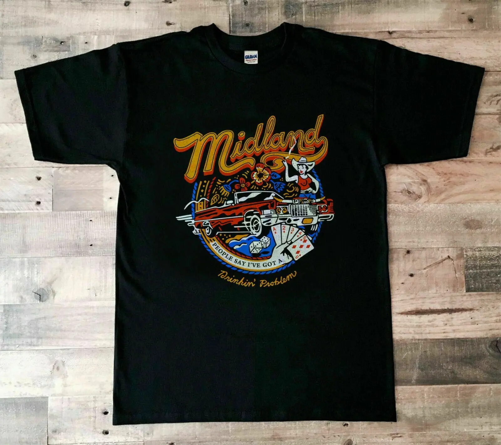 Best Popular Shirt Midland drinking problem Gildan Size S to 2XL Unisex Best Tshirt Collar