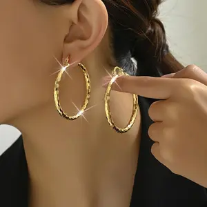 Trendy 18k Gold Plated Copper Hoop Earrings for Women Creative Jewelry Perfect Christmas New Year Valentine's Day Gift for Women Mom Girlfriend Family Friends