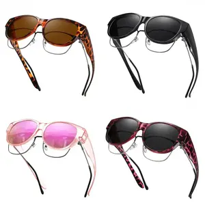 4pcs Unisex Polarized Fit-Over Visibility Enhancement Glasses, Large Frame UV400 Full Protection Shades, Wear-Over Prescription Glasses Design, Lightweight Comfortable Eyewear, Ideal for Driving, Hiking