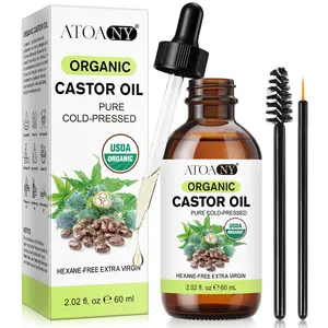 Atoany Organic Castor Oil 60ML, Pure Natural Moisturizer for Skin & Hair Care, Organic Haircare Treatment, Properties, Vegan Friendly, Liquid Form