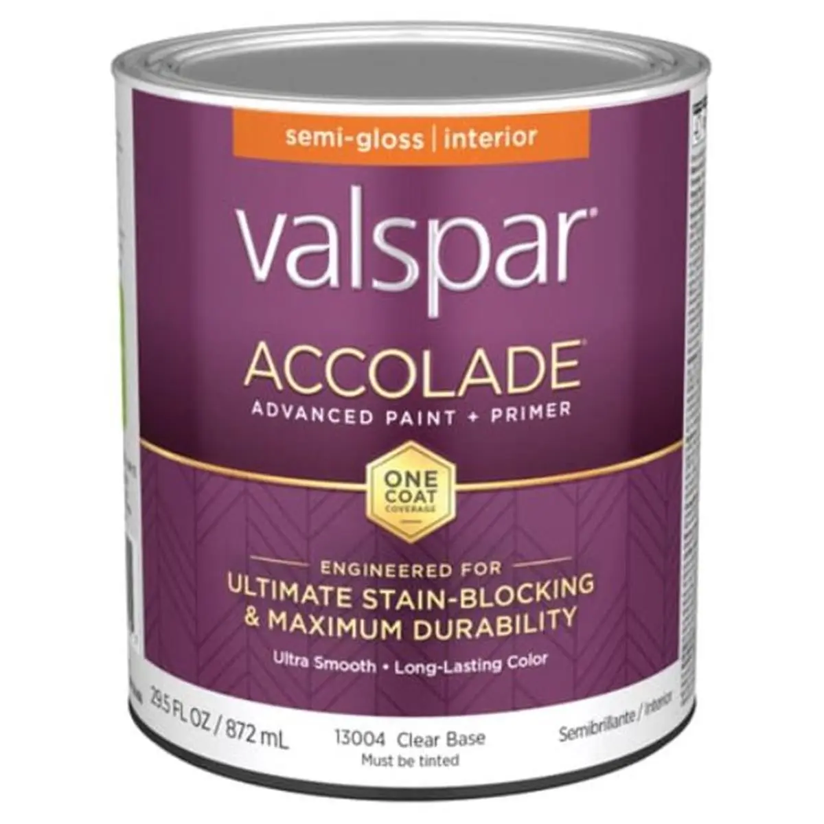 212 MAIN Valspar 1 qt. Accolade Semi-Gloss Acrylic Latex Interior Paint - Mildew-Resistant, Stain-Blocked, All-Purpose for Office & School Surfaces (True Formulation)