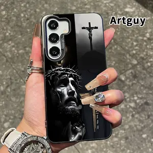 Phone Case for Samsung Galaxy S24 Plus S25 Ultra S23 Ultra S22+ Jesus' sacrifice Cross of faith Divine compassion Patterned Full Body Protection Anti-Scratch PC Smartphone Cover Cellphone Protective