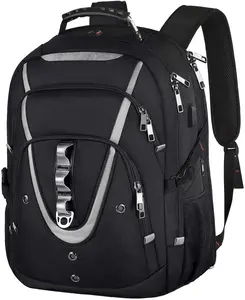 18.4 Laptop Backpack for Men, 55L-60L Extra Large Gaming Laptops Backpack with USB Charger Port, TSA Friendly Flight Approved RFID Anti-Theft Pocket, Water Resistant Suiltable for Travel Business Work Mogplof