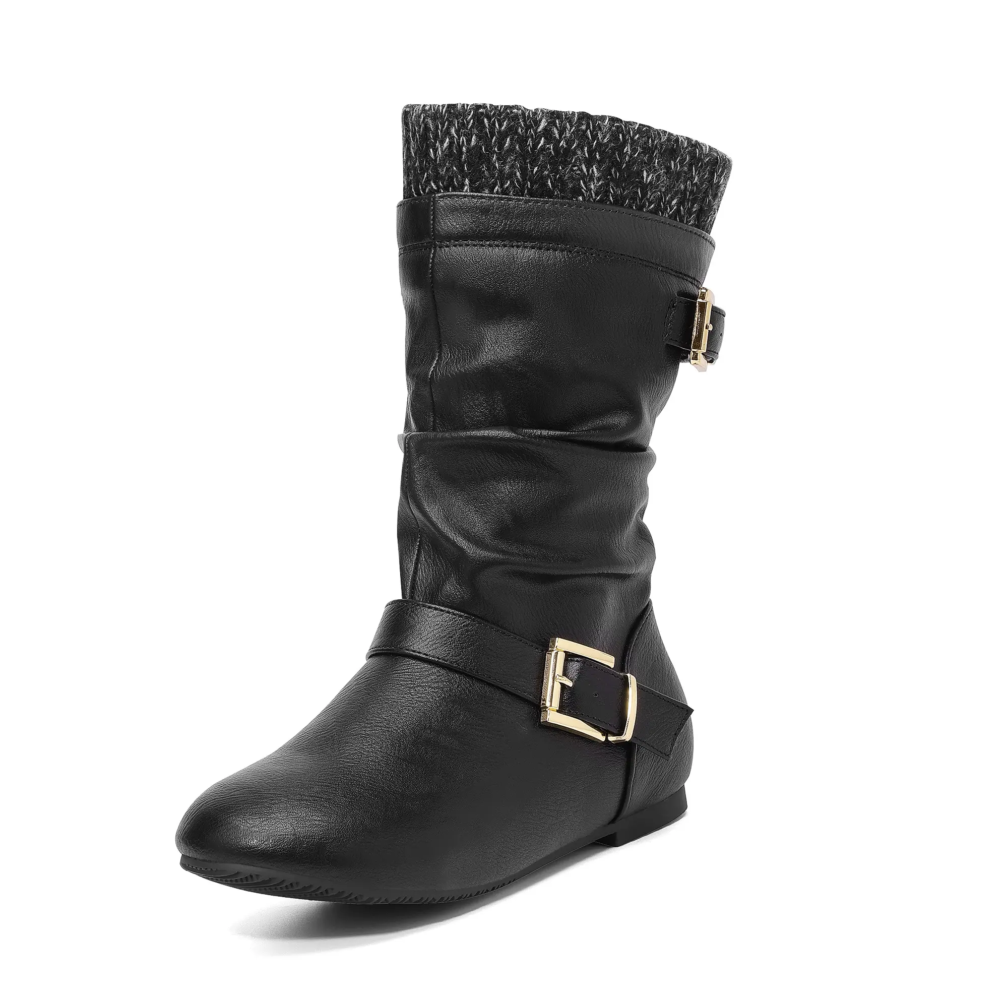 DREAM PAIRS KIDS Girl's Black Knit Sweater Knee High Winter Boots Winter Riding Boots Little Kid/Big Kid baby  k  boot