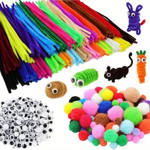 920 pieces of pipeline cleaner set, art and craft supplies set, DIY event and party pipeline cleaner manual set, 288 pieces of pipeline cleaner, 430 pieces of fluffy balls, 202 pieces of swinging eyes, self-adhesive