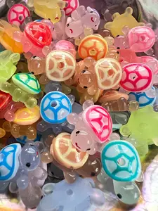 A9- (10PCS) 20mm LUMINOUS Mixed Colors Turtle Acrylic Beads For DIY