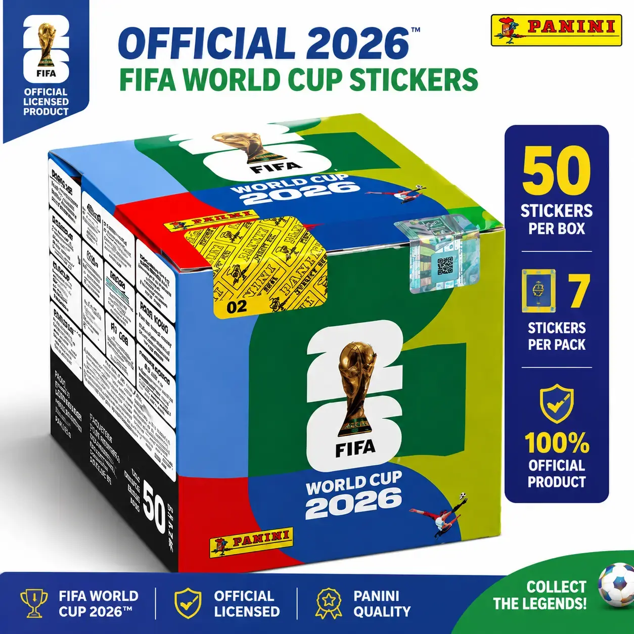 FIFA/PANINI authorized World Cup star sticker commemorative booklet, each box of stickers contains 50 bags, with 7 stickers per bag