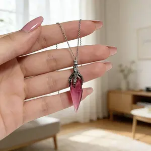 Turn Heads in This Skeleton & Pink Crystal Necklace – Bold Gothic Statement Piece ️ #AltStyle #JewelryTok #GothicAccessories