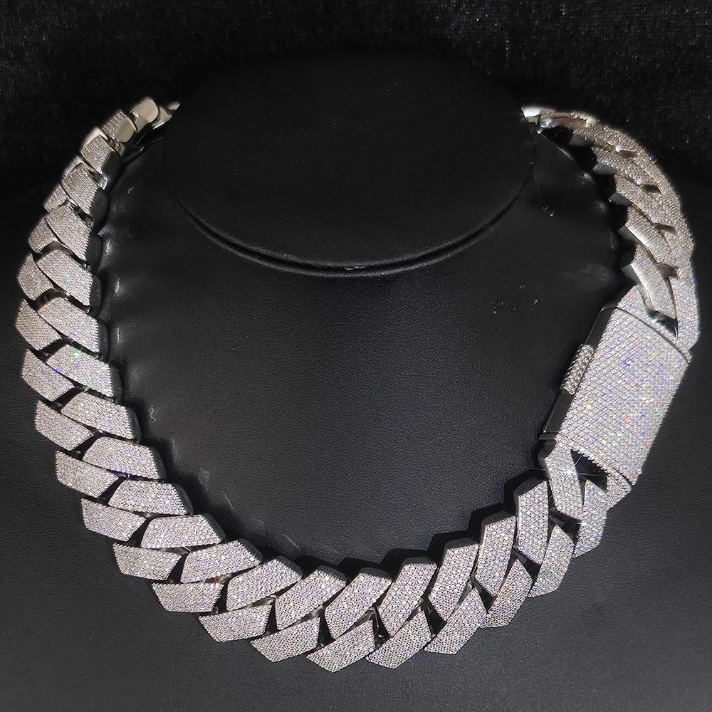 Pass Diamond Test GRA Moissanite 25mm Wide 6Rows 925 Solid Silver Cuban link chain for Rapper Hip Hop VVS Iced Out Necklace