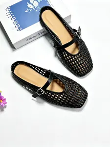 Minimalist Women's Mule Sandals, Comfortable Flat Hollow Out Braided Design, Square Toe, Casual Summer Beach Shoes, Sizes 37-43