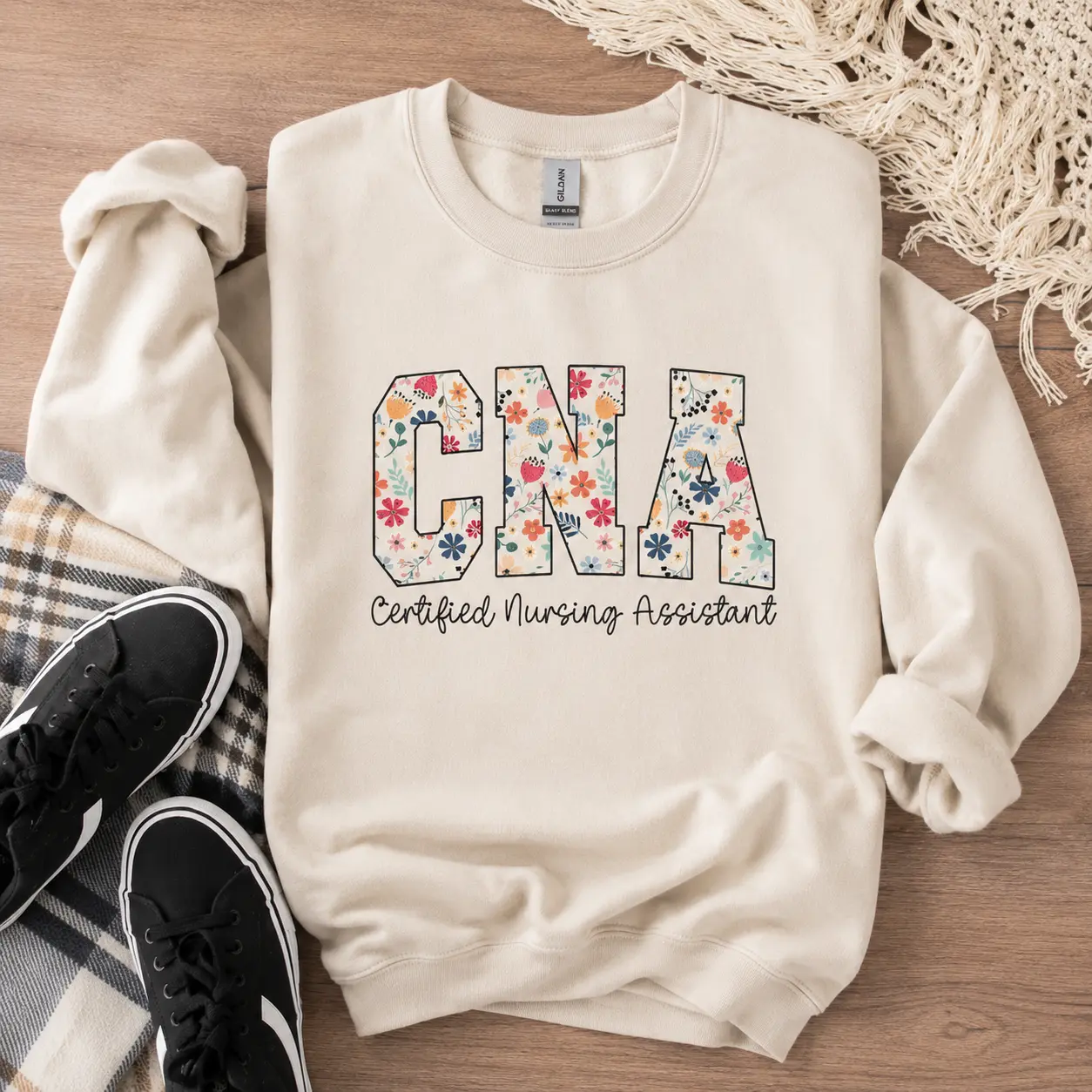Floral CNA T-Shirt, Certified Nursing Assistant Shirt, CNA Nurse Sweatshirt, CNA Nurse Gift, Nurse Appreciation Tee