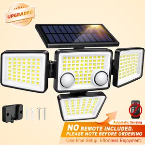 LYWALT Solar Motion Sensor Lights-4 Heads 3000LM, IP65Waterproof, 270°Wide Angle Lighting Security Light for Yard, Garage, Porch, Pool,Garden,Barn,Patio,Thanksgiving home decor,Holiday Haul,Christmas gifts