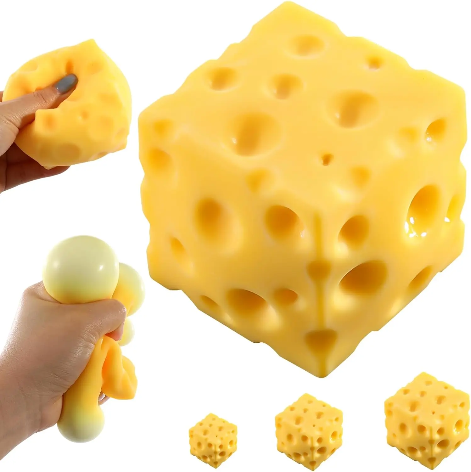 2inch Squishy Cheese Block - Yellow, moldable fidget Toy with Squeeze Feature, Ideal for Play and Relaxation Mini Cheese Squishy | Viral ASMR Stress Ball Glutinous, Stress Relief Sensory Novelty Fidget Squishy Toy Gift for Kids and Adults cute desk