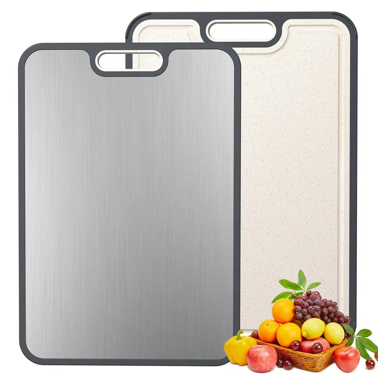 Titanium Chopping Board for Daily Kitchen, 16x11 in Lightweight Double-Sided Food Grade Pure Titanium-PP Cutting Board, Easy to Clean