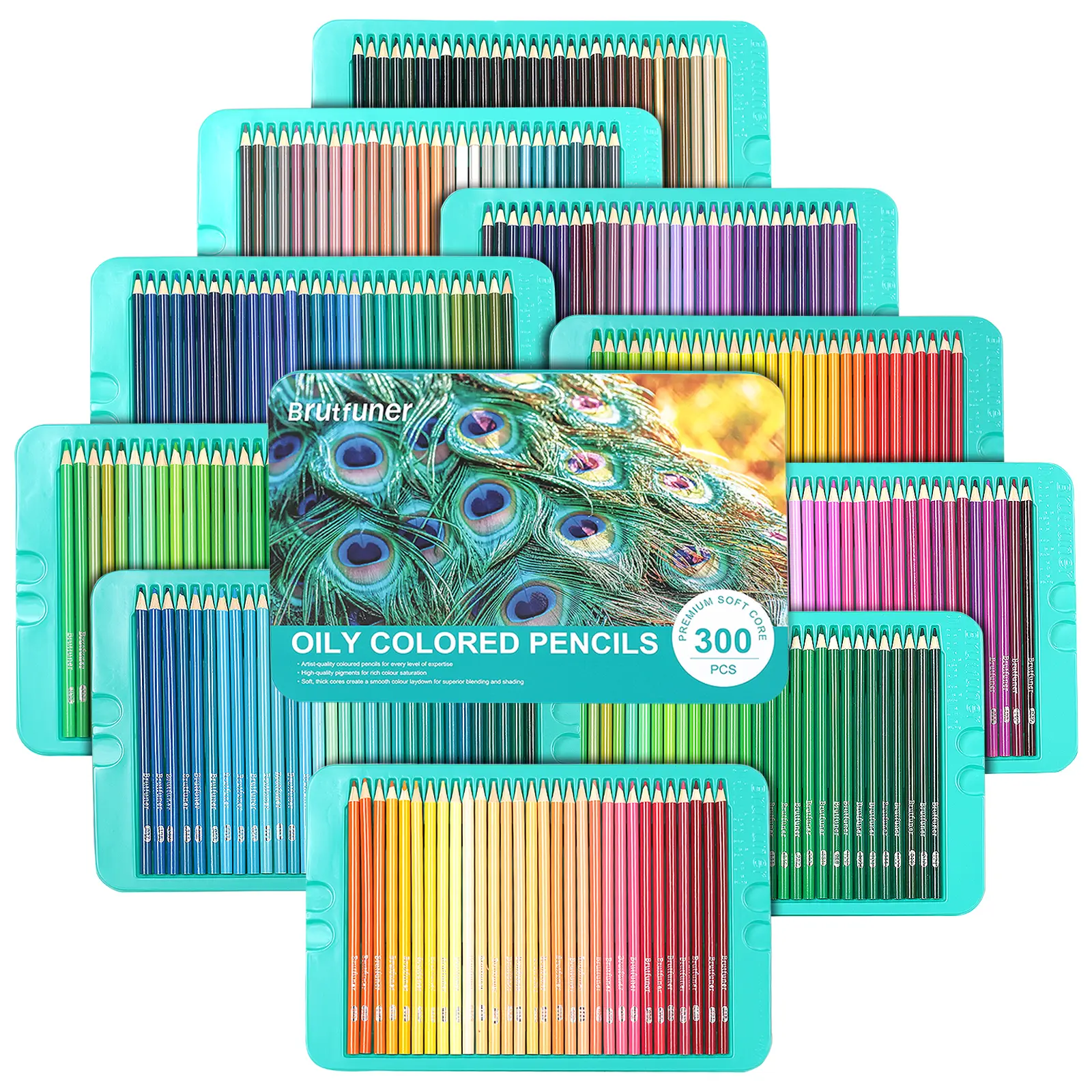 300 Color Artist Colored Pencils Set, Soft Core, Professional Numbered Art Drawing Pencils for Sketching Shading Blending Crafting, Gift Tin Box
