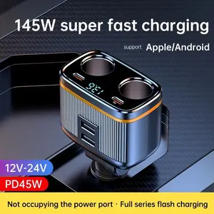 45W PD Fast Car Charger Adapter Plug with USB Extension, Compatible with Apple & Huawei Devices, Xinghao Embroidery Model USB Connector Converter (Mobile Phone Accessory)