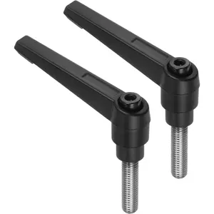 2pcs Clamping Lever Handles, M8 x 25mm 304 Stainless Steel Threaded Male Stud, Adjustable Locking Quick Release Ratchet Push Button Bolt Knobs, Black