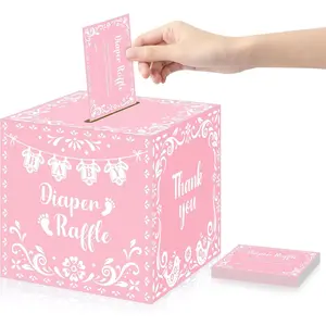Cielito Lindo Diaper Raffle Tickets with Box - Mexican Baby Shower Game Invitations 50 Diaper Raffle Tickets Set for Baby Shower & Gender Reveal Party Decoration (Pink)