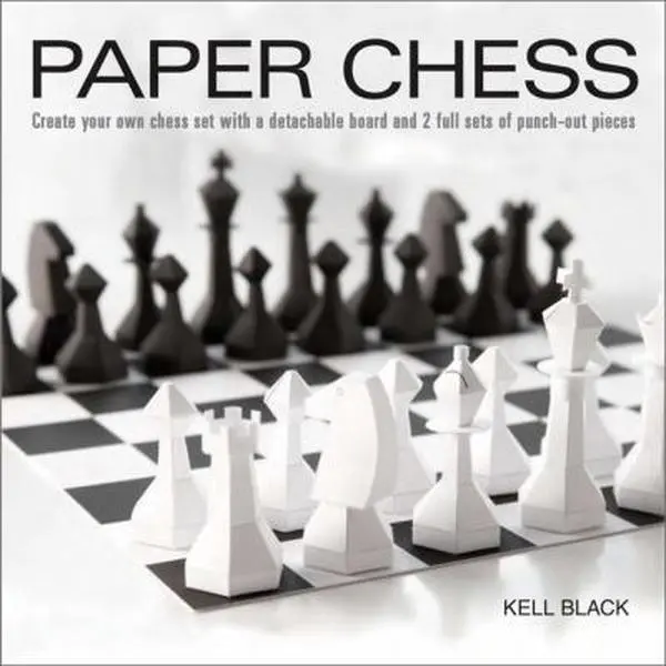 USED Book - Paper Chess: Create Your Own Chess Set with a Detachable Board and 2 Full Sets of Punch-out Pieces by Kell Black (Paperback) - english