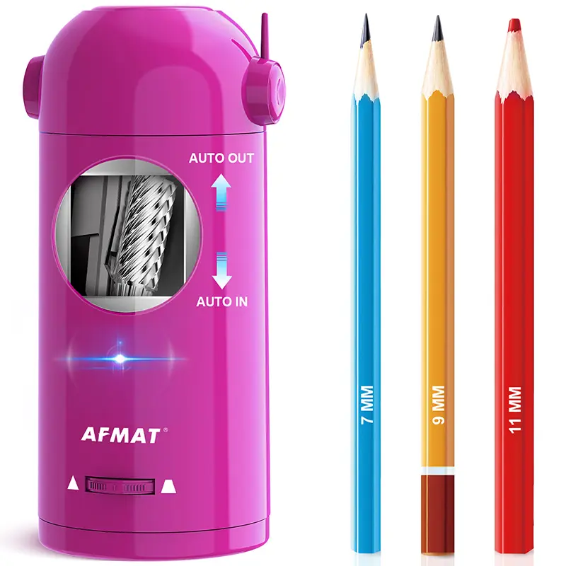 【Dealsforyou】AFMAT Fully Automatic Hands-Free Rechargeable Electric Pencil Sharpener with ABS Housing, Adjustable Tip, Precise Cut, Fast Sharpening for 7-11.5mm Colored Pencils, Office Supplies, Ideal for Home & Classroom, Teacher Gift