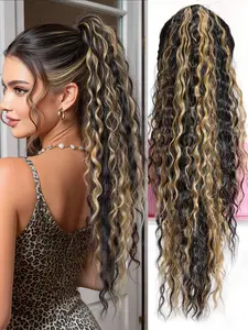 26 Inch Long Curly Ponytail Extension, Natural Fluffy Synthetic Ponytail Extension, Synthetic Hairpiece for Women, Drawstring Ponytail Extensions