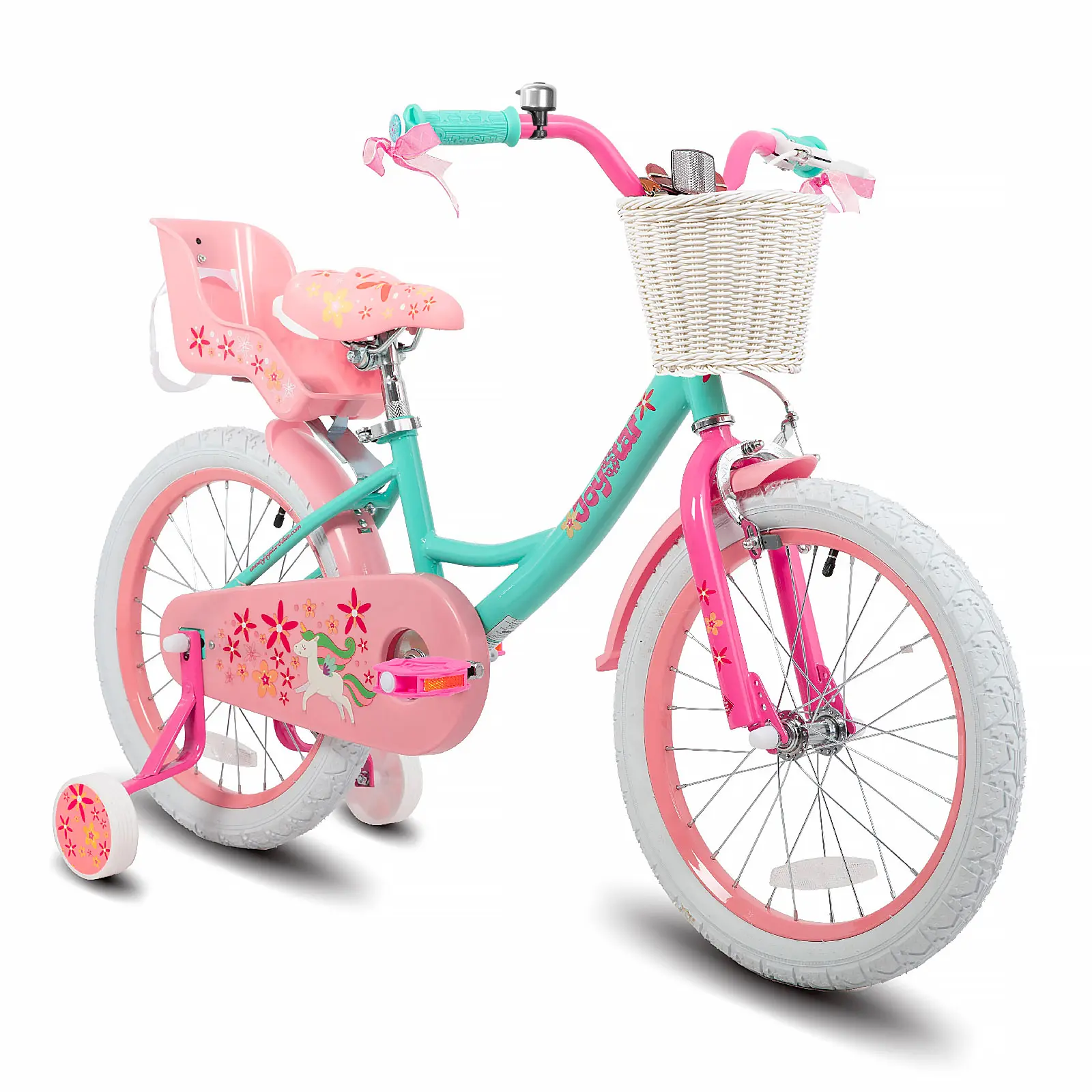 JOYSTAR Unicorn 20 Inch Kids Bike for 5-12 Year Old Girls, Bike with Child Seat, Stabilizing Wheels and Basket