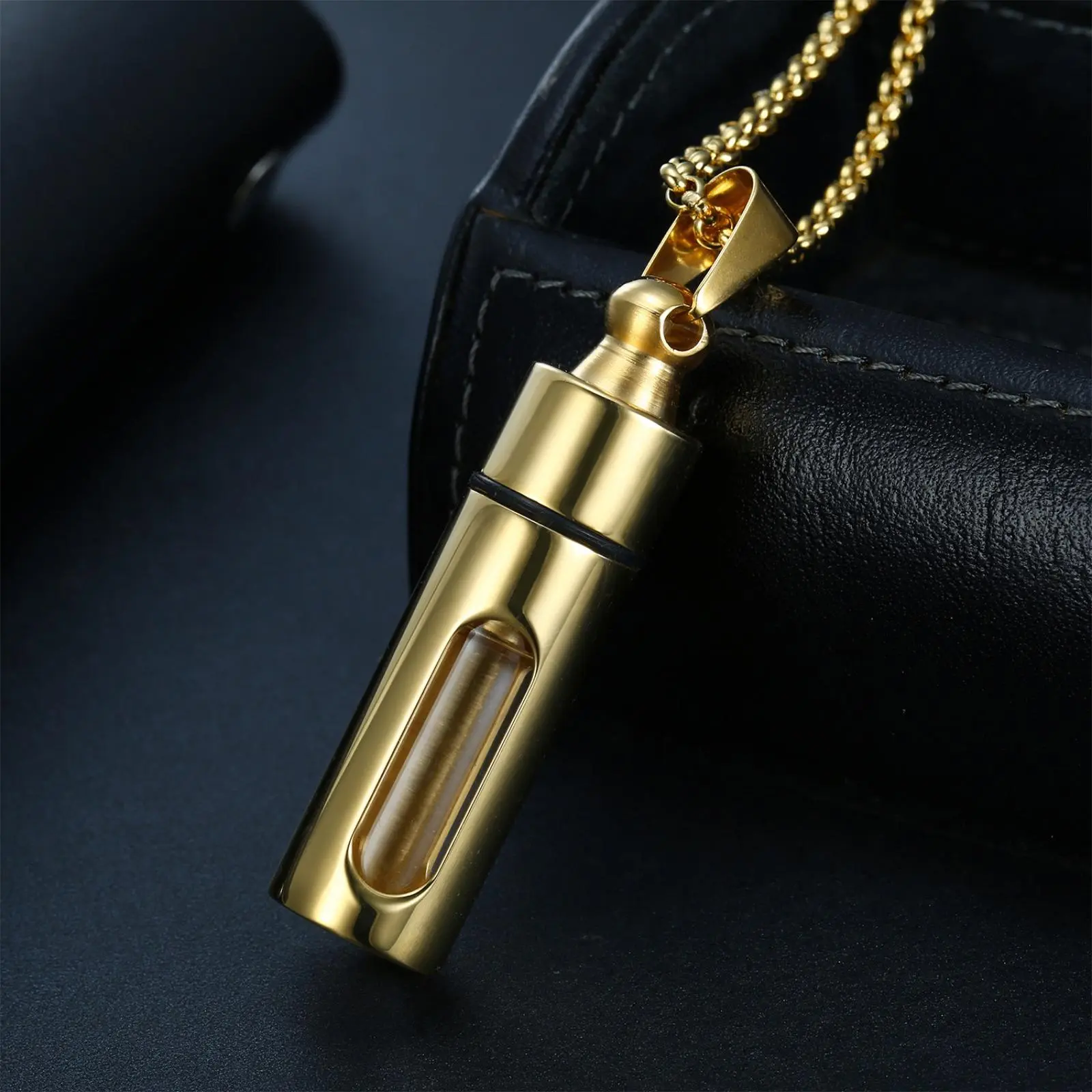 Glass Bottle Necklace, Fashionable Openable Perfume Bottle Pendant Necklace, Wishing Bottle, Stainless Steel Pendant, Commemorative Gift, Birthday Gift, Gift Giving, Christmas Gift