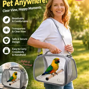 Transparent Bird Travel Bag, Breathable Parrot Carrier, Ideal for Small Birds, Lightweight Design, Perfect for Outdoor Adventures