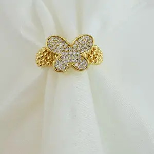 COD1005  Women's Butterfly Wings Ring with Zircon Sparkling Design Jewelry Accessory