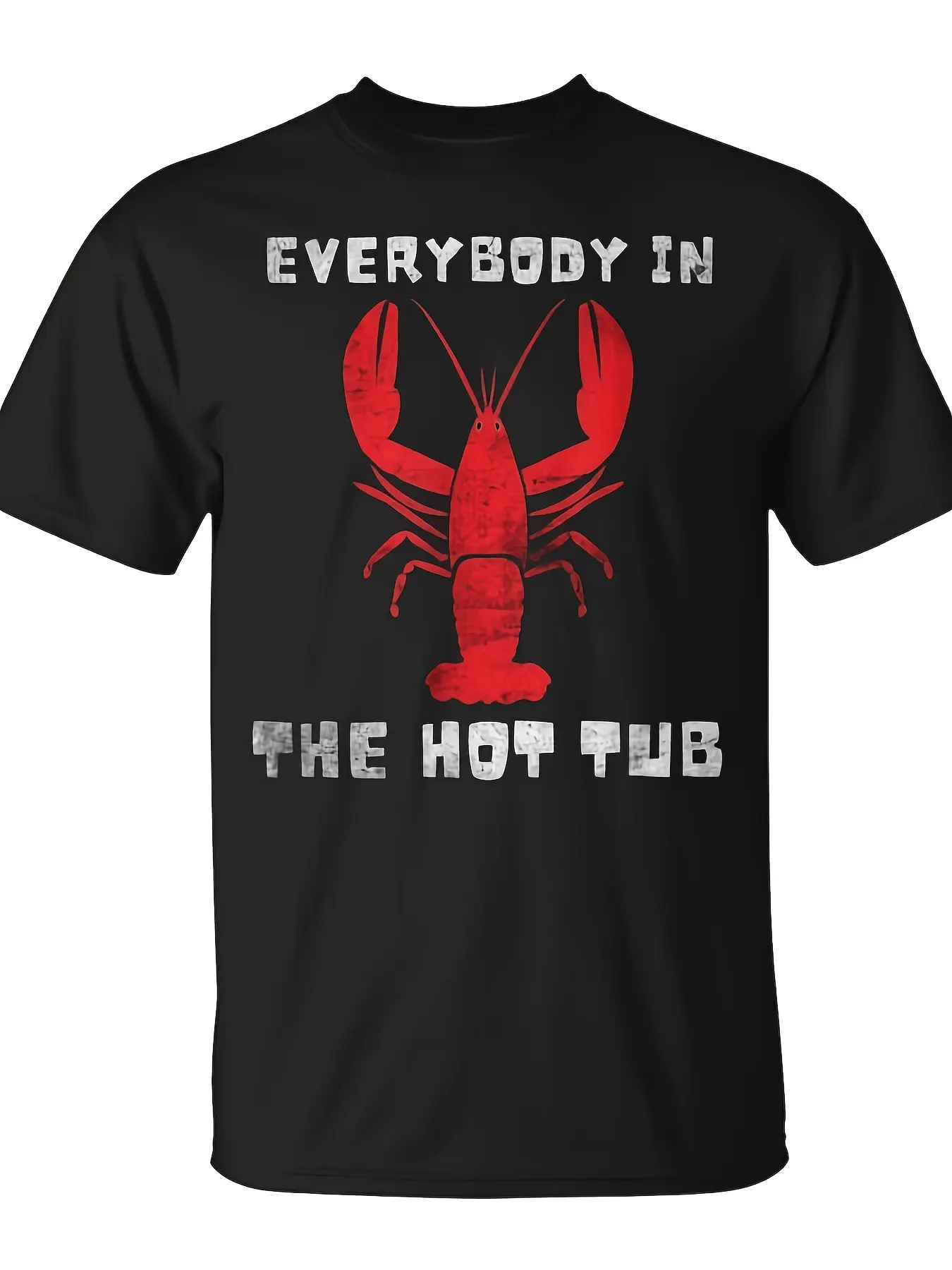 Men's Funny Red Lobster Hot Tub T-Shirt - Humorous unisex soft cotton short sleeve t shirt, vintage graphic casual tee for men women teens, perfect birthday holiday gift for camping travel gym daily street  wear