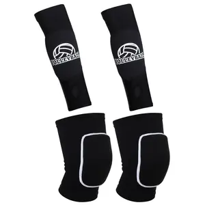 Volleyball Pads & Arm Sleeves - 2 Count for Women, Girls & Teens - Black - Includes Protection Pads & Thumb Hole