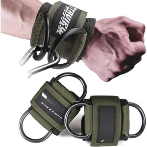 Machine Wrist Cuffs D-Ring Straps - Adjustable Padded Wrist Support for Men & Women, Gym Wrist Cuffs for  Workout & Resistance Bands