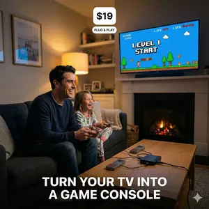 Plug & Play Gaming Cable - $19 Turn Your TV Into a 90s Game Night with 800 Built-In Games - Perfect Gift for Kids & Dads - No WiFi Needed - Simple Setup - Fun for All Ages